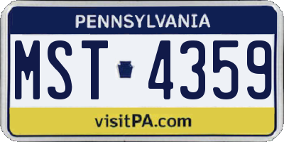 PA license plate MST4359