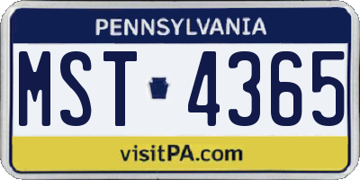 PA license plate MST4365