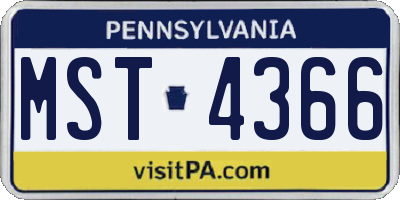 PA license plate MST4366