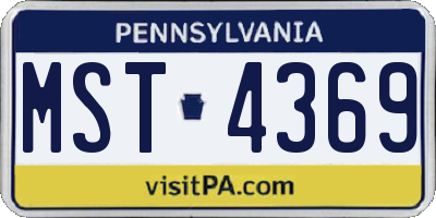 PA license plate MST4369