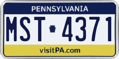 PA license plate MST4371