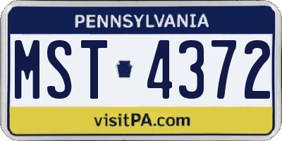 PA license plate MST4372