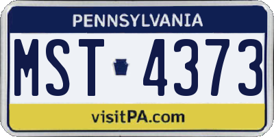 PA license plate MST4373