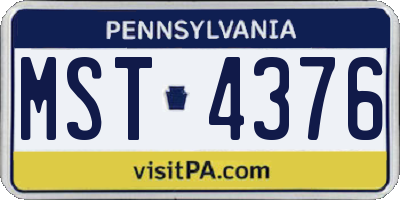 PA license plate MST4376