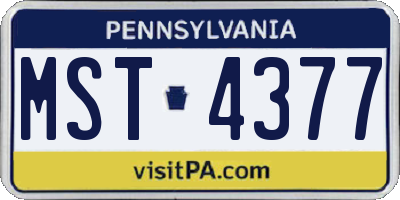 PA license plate MST4377