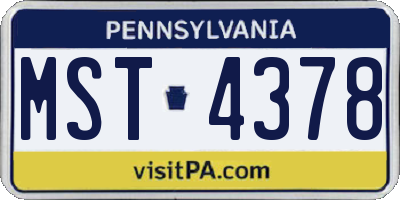 PA license plate MST4378