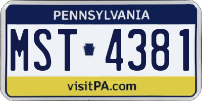 PA license plate MST4381