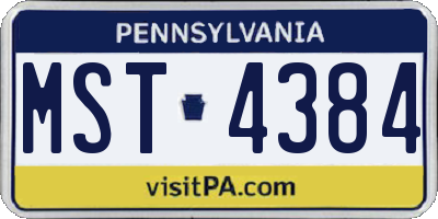 PA license plate MST4384