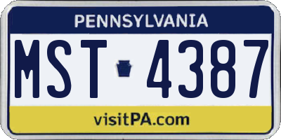 PA license plate MST4387