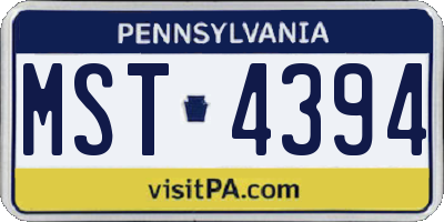PA license plate MST4394