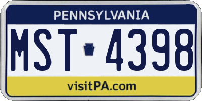 PA license plate MST4398