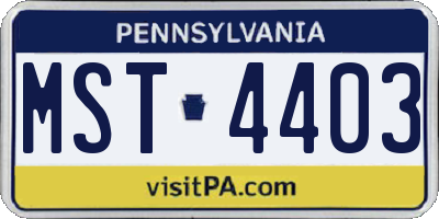 PA license plate MST4403