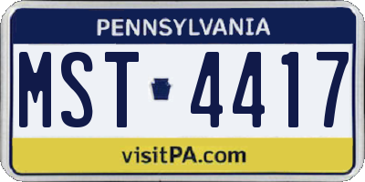 PA license plate MST4417