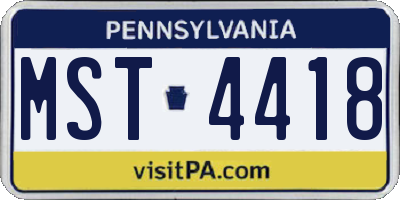 PA license plate MST4418