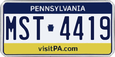 PA license plate MST4419