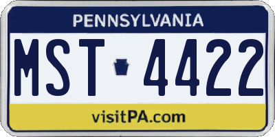 PA license plate MST4422