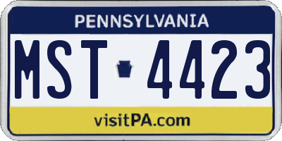 PA license plate MST4423