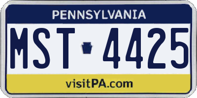 PA license plate MST4425