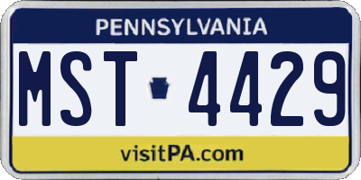 PA license plate MST4429