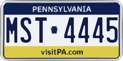 PA license plate MST4445