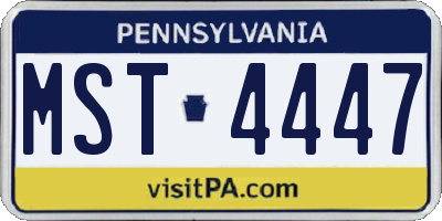 PA license plate MST4447