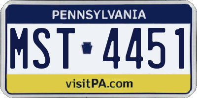 PA license plate MST4451