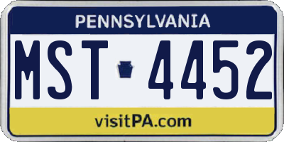 PA license plate MST4452