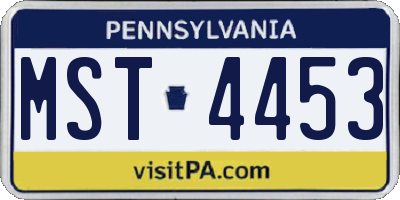 PA license plate MST4453