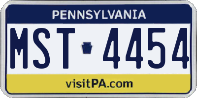 PA license plate MST4454