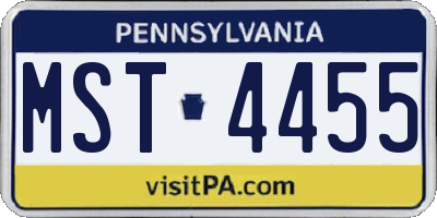 PA license plate MST4455