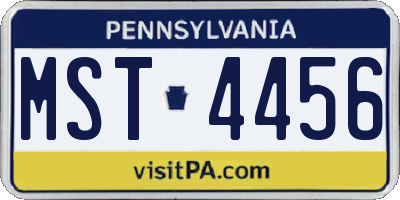 PA license plate MST4456