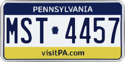 PA license plate MST4457