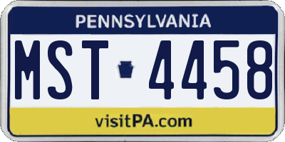 PA license plate MST4458