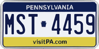 PA license plate MST4459