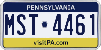 PA license plate MST4461