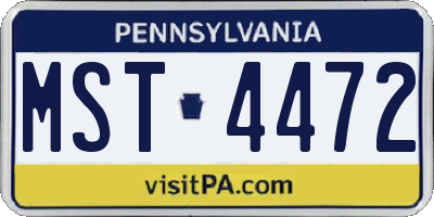 PA license plate MST4472
