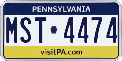 PA license plate MST4474