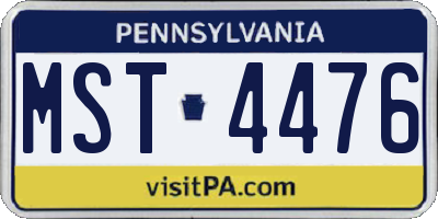 PA license plate MST4476