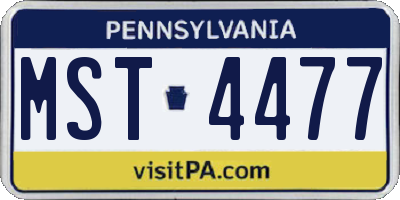 PA license plate MST4477