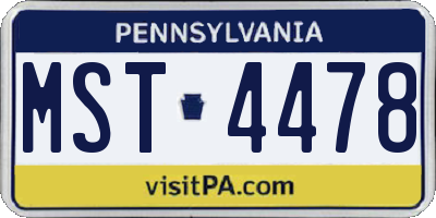 PA license plate MST4478