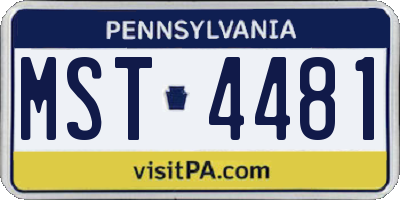 PA license plate MST4481