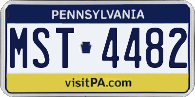 PA license plate MST4482