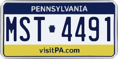 PA license plate MST4491