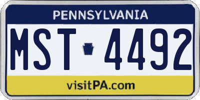 PA license plate MST4492