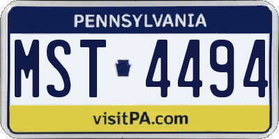 PA license plate MST4494