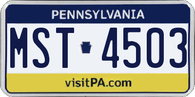 PA license plate MST4503