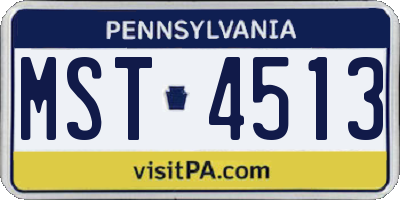 PA license plate MST4513