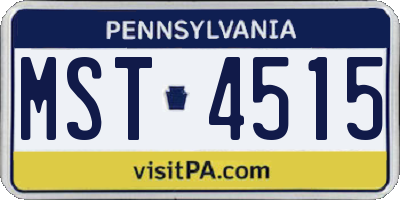 PA license plate MST4515