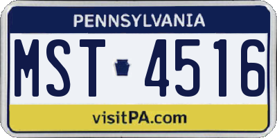 PA license plate MST4516