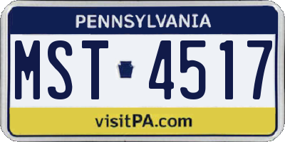 PA license plate MST4517